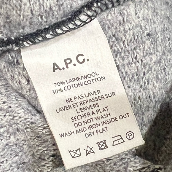 Men’s XS A.P.C. Wool Blend Navy Heathered Hooded Sweater Hoodie NYC EUC - Picture 6 of 6